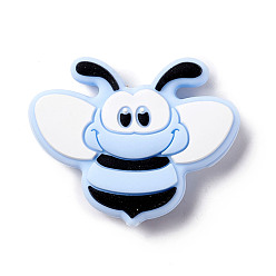 Светло-Голубой Силиконовые фокусные шарики, пчела, Небесно-голубой, 30x37x9.5 мм, отверстие : 2 мм