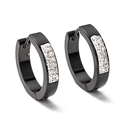 Electrophoresis Black 304 обруч серьги из нержавеющей стали замке, с полимерной глиной кристалла горного хрусталем, кольцо, электрофорез черный, 21x4 мм, штифты : 0.9 мм