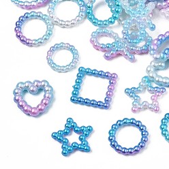 Темно-бирюзовый Кабошоны из абс-пластика с аэрозольной краской, звезда и квадрат и кольцо и сердце и бант, темные бирюзовый, 10~15x10~18.5x2~3 мм