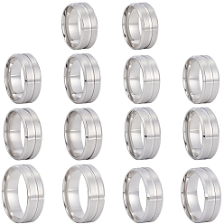 Нержавеющая Сталь Цвет 14 ПК 7 стили настройки кольца из нержавеющей стали с рифлением, кольцевой сердечник, для изготовления инкрустации, цвет нержавеющей стали, 8 мм, внутренний диаметр: 16.5~21.5 мм, 2 шт / стиль