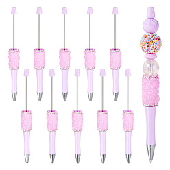 Лиловый Шариковая ручка из абс-пластика, бисерная ручка, для персонализированной ручки своими руками с ювелирной бусинкой, сирень, 144x15.5 мм