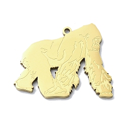 Золотой 201 подвески из нержавеющей стали, лазерная резка, очарование орангутанга, золотые, 23.5x29x1 мм, отверстие : 1.6 мм