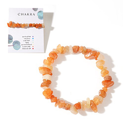 Солнечный Камень Браслеты из натуральных бусин солнечного камня, эластичные, для женщин и мужчин., с открытки, 6.89 дюйм (17.5 см)