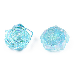 Небесно-голубой Прозрачные кабошоны из абс-пластика, с покрытием AB цвета, роза, голубой, 18x17x6.5 мм