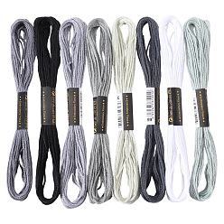 Серый 8 моточки 8 цвета 6 многослойная полиэфирная нить для вышивания, нитки для вышивки крестом, вышивка кисточкой, градиент цвета, серые, 2 мм, около 8.20 ярдов (7.5 м) / моток