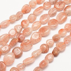 Sunstone Natural Sunstone Bead Strands, Tumbled Stone, Nuggets, 3~14x3~14mm, Hole: 1mm, about 15.35 inch