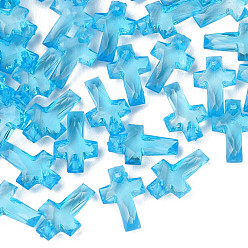 Темно-Голубой Прозрачные акриловые подвески, граненые, крестик, глубокое синее небо, 16x10x4.5 мм, отверстие : 1.5 мм, Около 1455 шт / 500 г