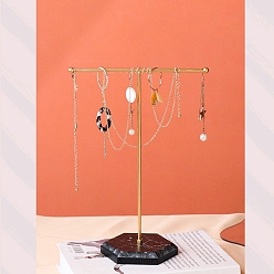 Черный Т-образная подставка для железных серег, стенды для ювелирных украшений, с деревянным постаментом, чёрные, 10x18.5x26 см