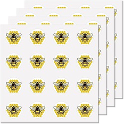 Bees 8 листы пластиковые водонепроницаемые самоклеящиеся наклейки с картинками, мультяшные наклейки в круглые точки для детского творчества, Пчелы, 150x150 мм, наклейка: 25 мм
