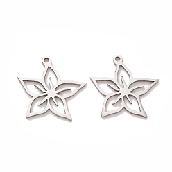 Нержавеющая Сталь Цвет Не тускнеет 5шт 201 подвески из нержавеющей стали, лазерная резка, очаровательный цветок, цвет нержавеющей стали, 15.5x16.5x1 мм, отверстие : 1.5 мм