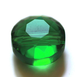 Зеленый К 9 стекло, имитация Австрийские кристаллические шарики, класс AAA, граненые, плоско-круглые, зелёные, 8x5 мм, отверстие : 0.9~1 мм