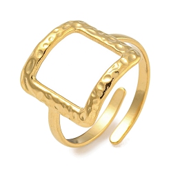 Золотой 304 регулируемое кольцо из нержавеющей стали для женщин, квадратный, золотые, 15.5x14 мм
