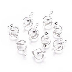 Нержавеющая Сталь Цвет Устойчив к потускнению 316 оправа для подвесок из хирургической нержавеющей стали, настройки открытой спины, плоско-круглые, цвет нержавеющей стали, лоток : 6 мм, 15x7.5 мм, отверстие : 1 мм