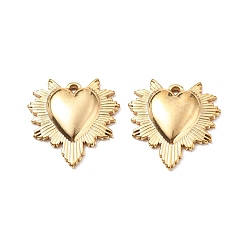 Настоящее золото 18K 304 подвески из нержавеющей стали, шарма сердца, реальный 18 k позолоченный, 17x16.5x2.5 мм, отверстие : 1.1 мм
