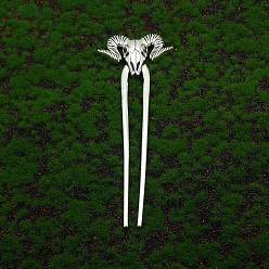 Античное Серебро Вилок волос сплава, аксессуары для волос викингов для женщин, коза, античное серебро, 100x65 мм