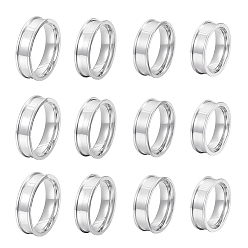 Нержавеющая Сталь Цвет 16шт 4 размер 201 настройки кольца для пальцев с канавкой из нержавеющей стали, кольцевой сердечник, для изготовления инкрустации, цвет нержавеющей стали, внутренний диаметр: 15.9~18.7 мм, 4шт / размер