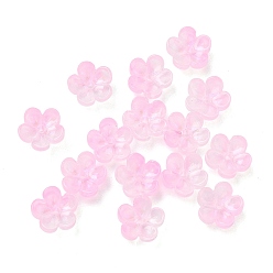 Бледно-Розовый Окрашенные и нагретые стеклянные колпачки для бусин, 5-лепестков цветка, розовый жемчуг, 10x10x5 мм, отверстие : 1.4 мм