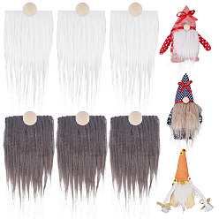Gray Artificial Wool Gnome Beard Costume Beard, Festive & Party Decoraions, with Wood Beads, Gray, 200~210x90x1.5mm, 15mm
