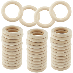 PapayaWhip Unfinished Wood Linking Rings, Original Color Wooden Ring, Round Ring, PapayaWhip, 49~50x8mm, Inner Diameter: 33~34mm