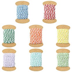 Mixed Color 8 Rolls 8 Colors 10M Two Tone Cotton Cords, Round, Mixed Color, 2mm, about 10.94 Yards(10m)/Roll, 1 roll/color