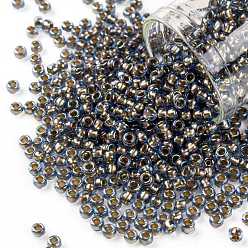 (997) Gilt Lined AB Light Sapphire Toho runde Rocailles, japanische Rocailles, (997) vergoldeter ab leichter Saphir, 8/0, 3 mm, Bohrung: 1 mm, über 222pcs / Flasche, 10 g / Flasche