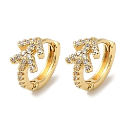 Arrow Женские серьги-кольца из латуни с прозрачным фианитом, реальный 18 k позолоченный, стрелка, 14x7 мм