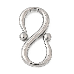 Нержавеющая Сталь Цвет 304 из нержавеющей стали S-крюк пряжки, цвет нержавеющей стали, 13x8x1 мм, отверстие : 3.5 мм