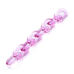 Orchid Handmade Transparent Acrylic Cable Chains, Oval, Orchid, Link: 31x19.5x5mm, about 39.37 inch(1m)/strand