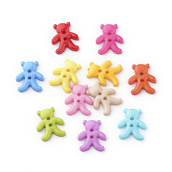 Mixed Color 2-Hole Acrylic Buttons, Bear, Mixed Color, 15.5x13x2mm, Hole: 2mm