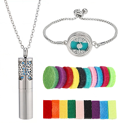 Плоский Круглый Браслеты-слайдеры из сплава нержавеющей стали, с подвесками для флаконов духов из нержавеющей стали, 304 ожерелье нержавеющей стали, диффузор эфирного масла, плоско-круглые, 9-1/2 дюйм (24 см)