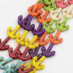 Magnesite Natural Magnesite Beads Strands, Dyed, Anchor, Mixed Color, 15x14x3mm, Hole: 1mm, about 26pcs/strand, 15.35 inch