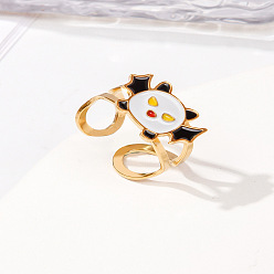 Bat 304 манжеты из нержавеющей стали с эмалированными кольцами для женщин, золотые, летучая мышь, 11x18 мм, регулируемый
