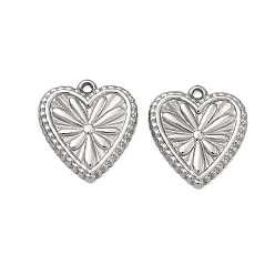 Нержавеющая Сталь Цвет 304 подвески из нержавеющей стали, сердце прелести, цвет нержавеющей стали, 16.5x15x1.5 мм, отверстие : 1.2 мм