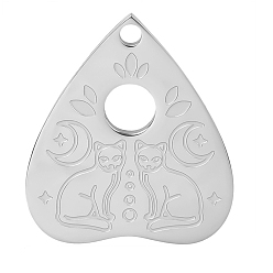 Нержавеющая Сталь Цвет 304 подвески из нержавеющей стали, планшетка с подвеской в виде кошки, цвет нержавеющей стали, 25x22 мм