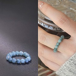 Другие Нефриты Эластичные кольца из натурального нефрита, круглые, бусины : 4 мм, внутренний диаметр: регулируемый