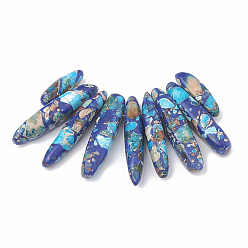 Deep-Sky-blau Synthetische Edelstein Perlen Stränge, Lapislazuli und Regalit, abgestufte Fächeranhänger, Fokalperlen, gefärbt, Deep-Sky-blau, 19~50x7~8.5x6~8 mm, Bohrung: 1.5 mm, 9 Stück / Set, 2.75 Zoll/Strang