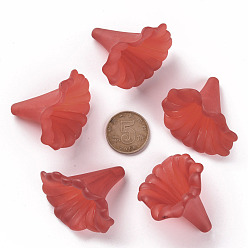 FireBrick Transparent Acrylic Beads, Calla Lily, Frosted, FireBrick, 40.5x33x35mm, Hole: 1.8mm, about 135pcs/500g