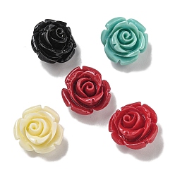 (52) Непрозрачная лаванда Резные бусины из синтетического коралла, цветок, половину отверстия, разноцветные, 12x8.5 мм, отверстие : 1 мм