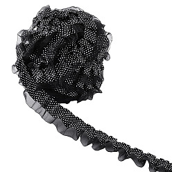 Black 20M Satin Cloth Lace Trim, for DIY Craft Sewing Accessories, Black, 1-3/8 inch(36mm), about 21.87 Yards(20m)/Set