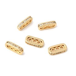 Настоящее золото 18K Латунные микропаве прозрачные кубические циркониевые распорки, 3-луночное, прямоугольные, реальный 18 k позолоченный, 10x4.5x2 мм, отверстие : 1.2 мм