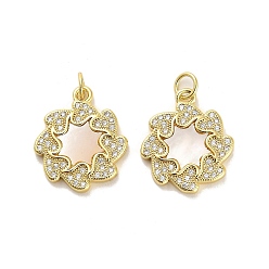 Солнце Латунные микропаве прозрачные подвески с фианитом, без кадмия и без свинца, с оболочкой, Кольца прыжок, реальный 18 k позолоченный, солнце, 19.5x17x3 мм, отверстие : 3.5 мм