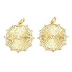 Плоский Круглый Латунные микро проложить кубического циркония подвески, долговечный, стойки покрытие, без свинца и без кадмия, реальный 18 k позолоченный, с целью перехода в кольце, плоско-круглые, 3x29x3 мм, Перейти кольцо: 8x1.5 мм, внутренний диаметр: 5 мм