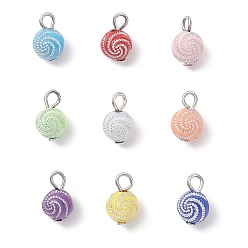 (52) Непрозрачная лаванда Гальванизированные акриловые подвески, круглые, разноцветные, 12.5x8 мм, отверстие : 2.5 мм