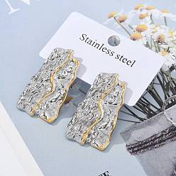 Rectangle 304 серьги-гвоздики из нержавеющей стали, прямоугольные, 36x20.5 мм