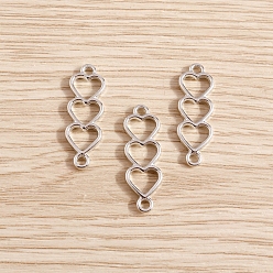 Платина 40Шармы из сплава шт., тройные сердечные связи, платина, 24x8 мм, 40 шт / комплект