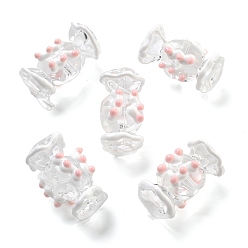 Белый Прозрачные бусины из акриловой эмали, бусины ручной работы, конфеты, белые, 30.5x17 мм, отверстие : 2.5 мм