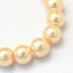 Moccasin Baking Painted Pearlized Glass Pearl Round Bead Strands, Moccasin, 4~5mm, Hole: 1mm, about 210pcs/strand, 31.4 inch