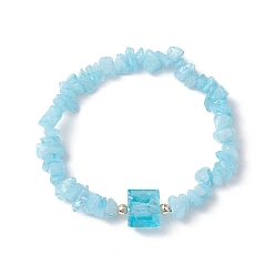 Светло-Синий Гальванические браслеты с шестиугольной призмой из натурального кварца, расшитые бисером, для женщин, голубой, внутренний диаметр: 2-1/8 дюйм (5.5 см)