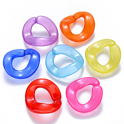 Mixed Color Imitation Jelly Acrylic Linking Rings, Quick Link Connectors, for Curb Chains Making, Twist, Mixed Color, 31x32x10mm, Inner Diameter: 19x12.5mm
