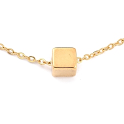 Golden 304 Stainless Steel Pendant Necklaces, with Cable Chains, Cube, Golden, 17.6 inch(44.8cm)